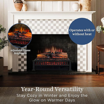 Country Living Electric Fireplace Logs, 20” LED Electric Fireplace Inserts - Image 4
