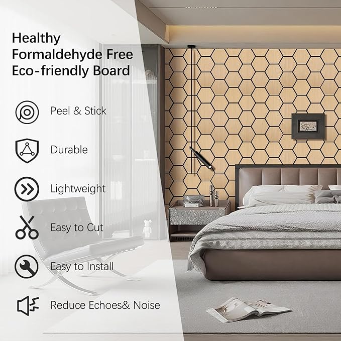 Hexagon Acoustic Wall Panels, Self-Adhesive Sound Absorbing Wall Panel by ARMURO - Image 4