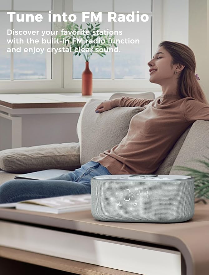Odokee Wireless Charging Alarm Clock Radio: Qi Certified Fast Wireless Charger - Image 5