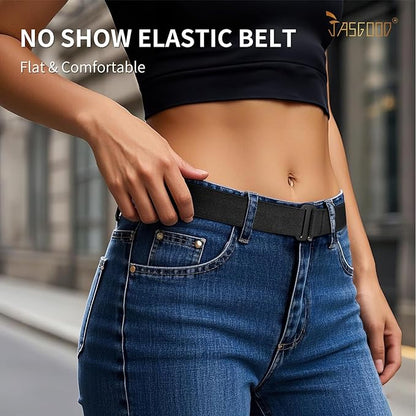 JASGOOD Women No Show Stretch Belt Elastic Web Strap Belt - Image 2