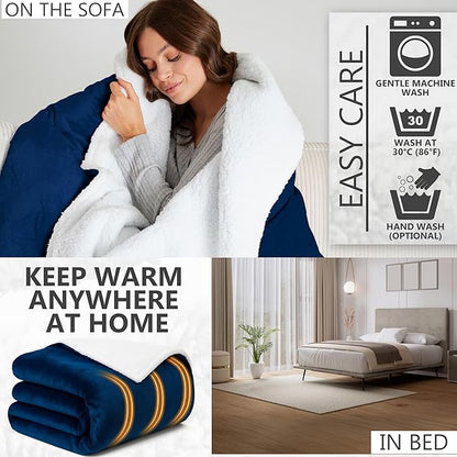 Heated Blanket Electric Luxurious Fleece Queen Blanket, 9 Heat Settings & 12H - Image 4
