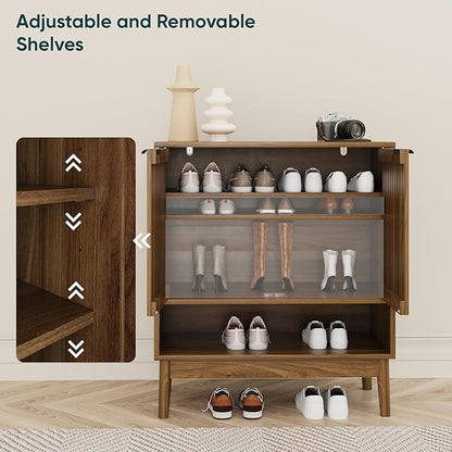 Shoe Storage Cabinet with Adjustable Shelves, Wooden Shoe Organizer, Shoes Rack - Image 5