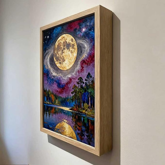 URVIP LED Glowing Photo Frame, 3D Starry-Sky Blue Moon Wall Art, 9x12 Inches - Image 4