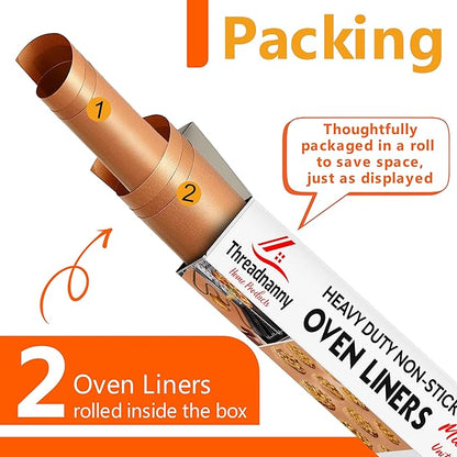 Copper 2 Pack Heavy Duty Non Stick Teflon Oven Liners Mat, Large Thick Liners - Image 8