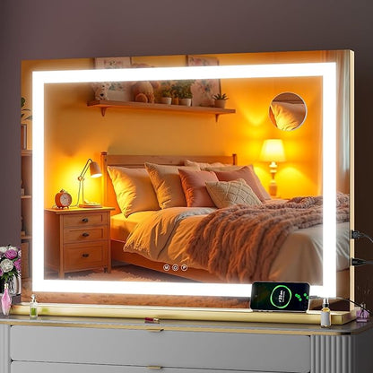 Vanity Mirror with Lights, Dimmable 3 Modes, Memory Function, Smart Touch by BatusoMirrors