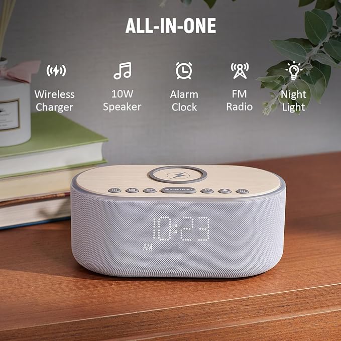 uscce Alarm Clock Bluetooth FM Radio: 10W Stereo Sound Speaker - Image 2
