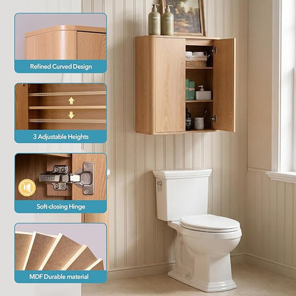 Wall Mounted Storage Cabinet, 2-Door Bathroom Medicine Cabinet - Image 4