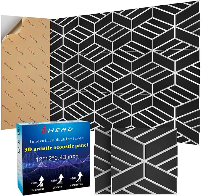 12 Pack 2-Layer Soundproof Wall Panels, 1.1lb/ft* High Density, Thicker 0.43 in by Staytunedforournewproduct