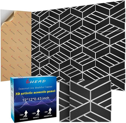 12 Pack 2-Layer Soundproof Wall Panels, 1.1lb/ft* High Density, Thicker 0.43 in by Staytunedforournewproduct