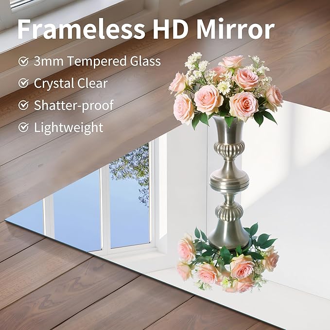 CILIBER Frameless Mirror, 20x40 Inch Bathroom Mirrors - Image 4