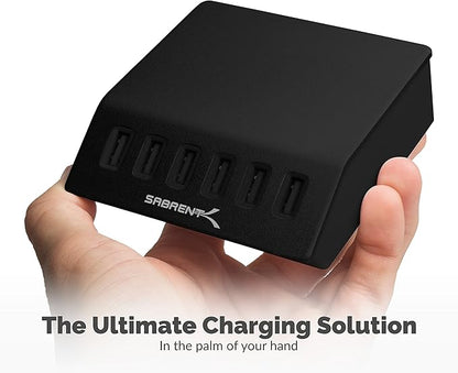 SABRENT Premium 60 Watt 6 Port Aluminum Family Sized Desktop USB Rapid Charger. - Image 3