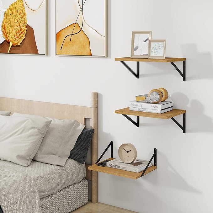 Heimlove Deep Floating Shelves for Wall, 12 Inch Deep Floating Shelves Set of 3 - Image 2