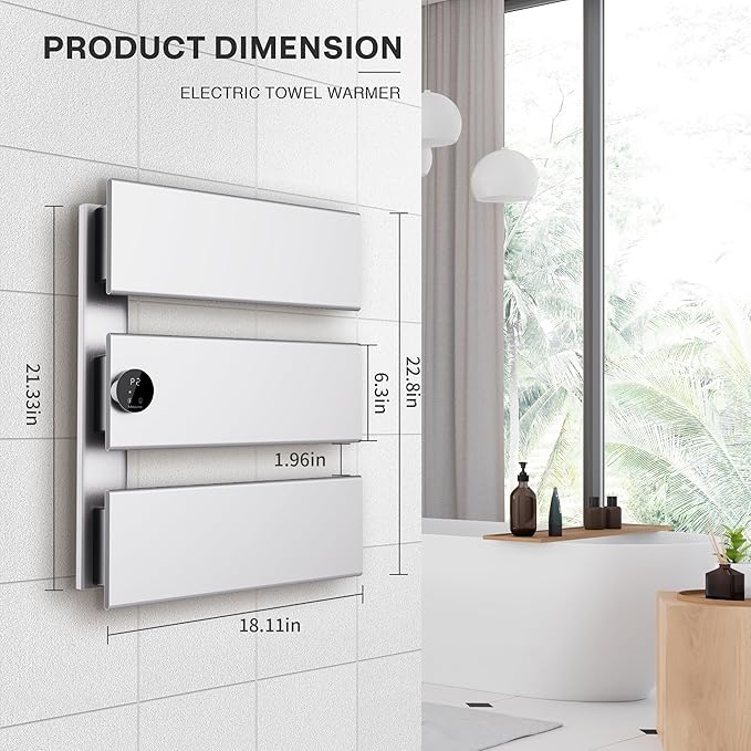 K&KALONZO Electric Towel Warmer, 18.35" W x 22.8" H Wall-Mounted Towel Heater - Image 7