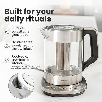 Vianté Electric Kettle With Infuser. No Plastic In Contact With Water. Hot Tea - Image 5
