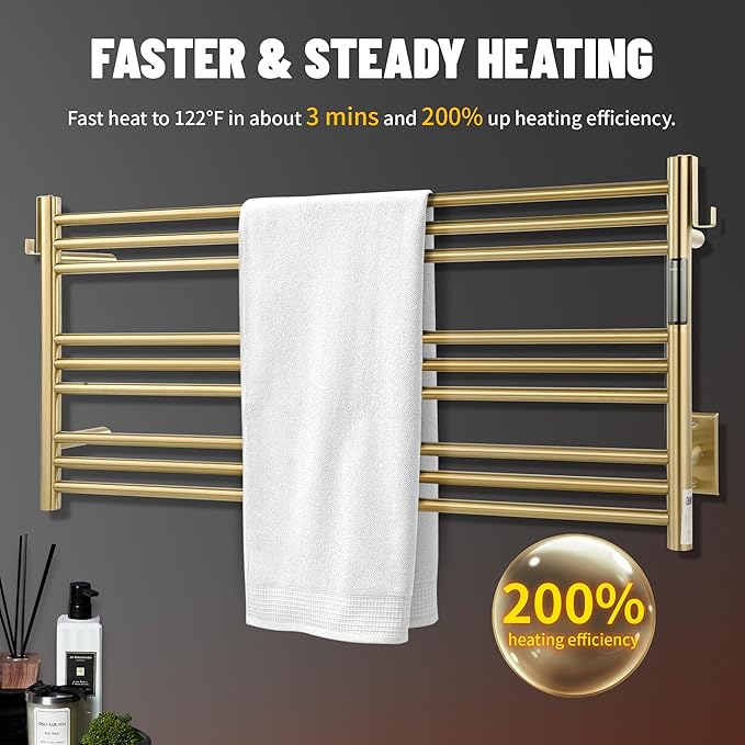 K&KALONZO Towel Warmer for Bathroom, Wall-Mounted 9-Bar Heated Towel Rack - Image 2