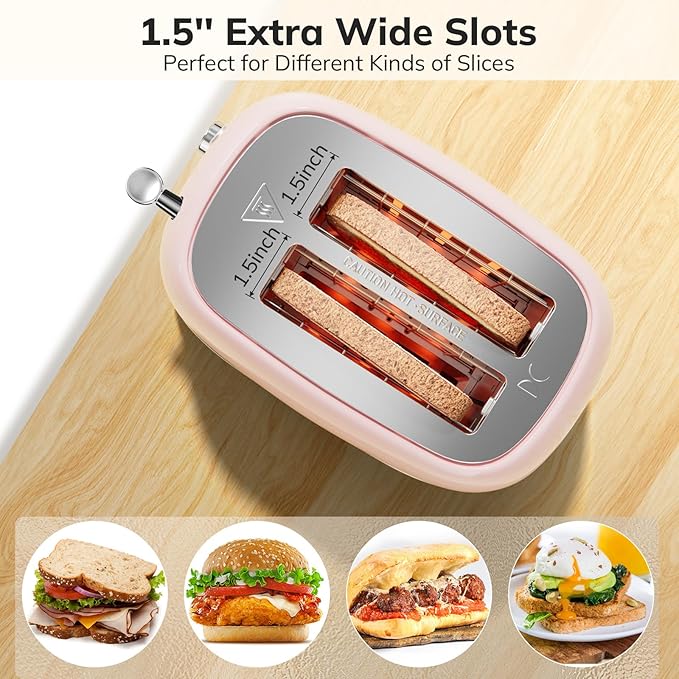 2 Slice Toaster Retro Stainless Steel - Image 4