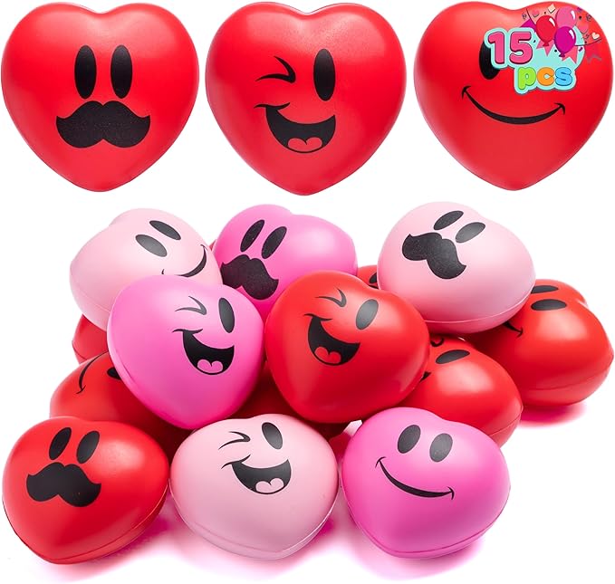JOYIN 15 Pcs Valentines Day 3 inch Heart Stress Balls Stress Relief Heart - Image 9