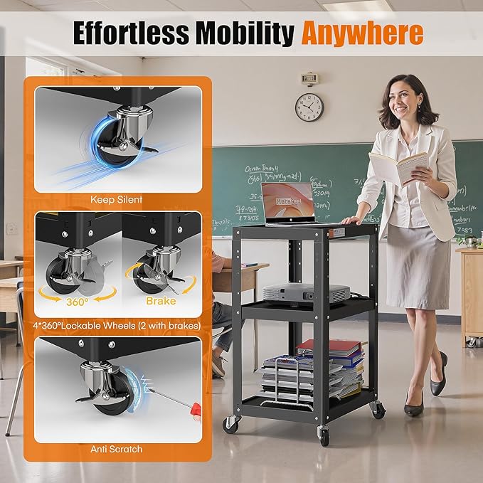 3 Shelf Metal Utility Cart - Image 5