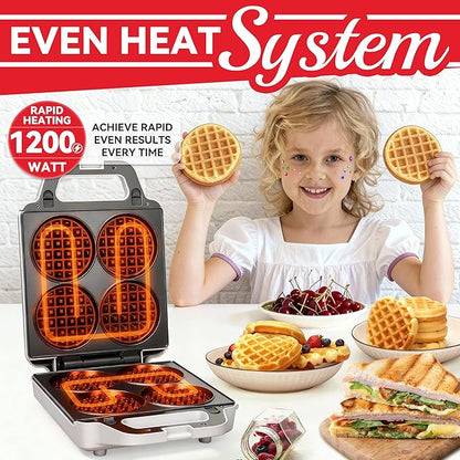2 in 1 Mini Waffle Maker with Removable Plates, Panini Press Sandwich Maker - Image 2