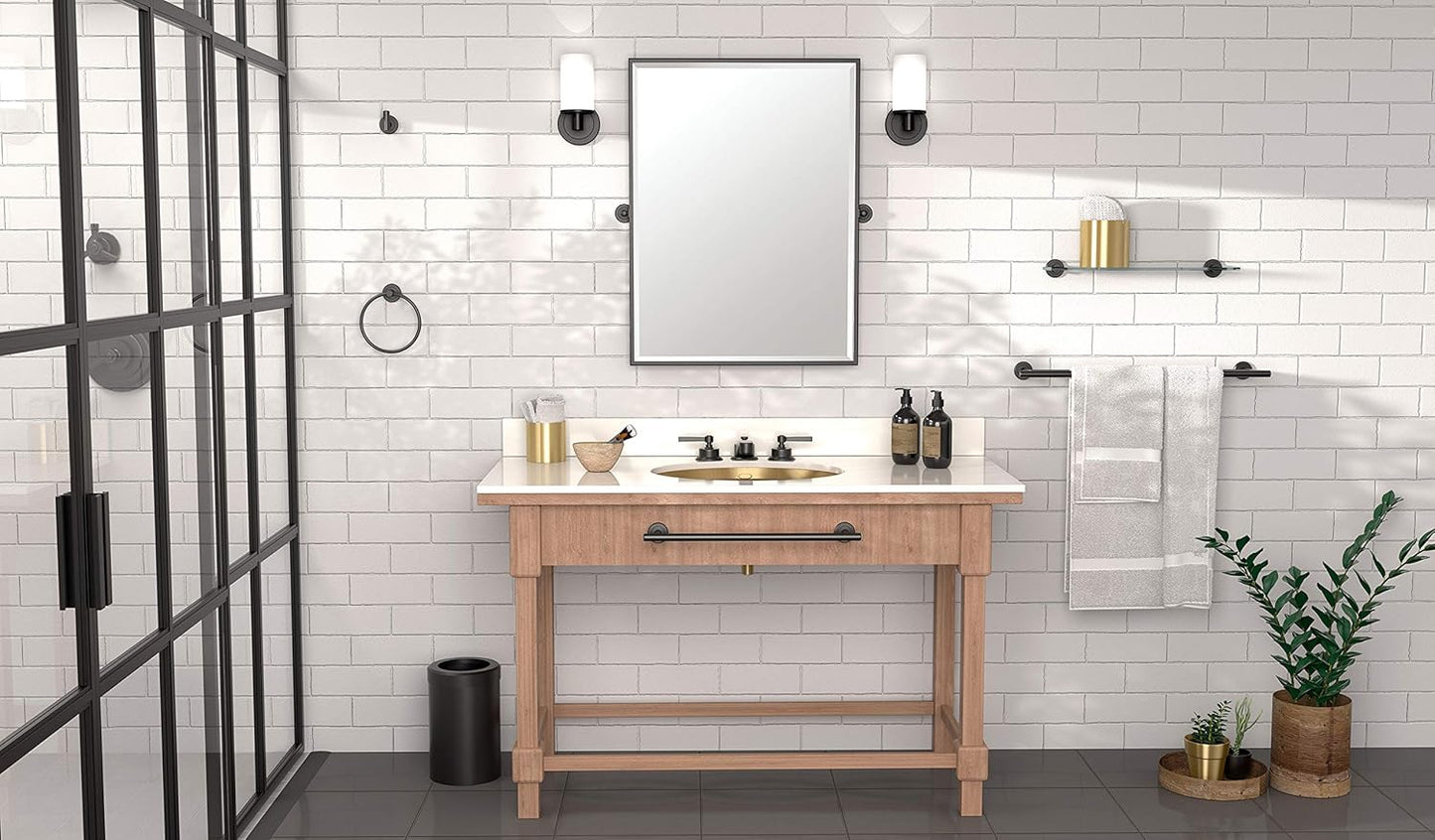 Gatco 4249MXFS Latitude II, Framed Large Rectangle Mirror, 32.5” H, Matte Black