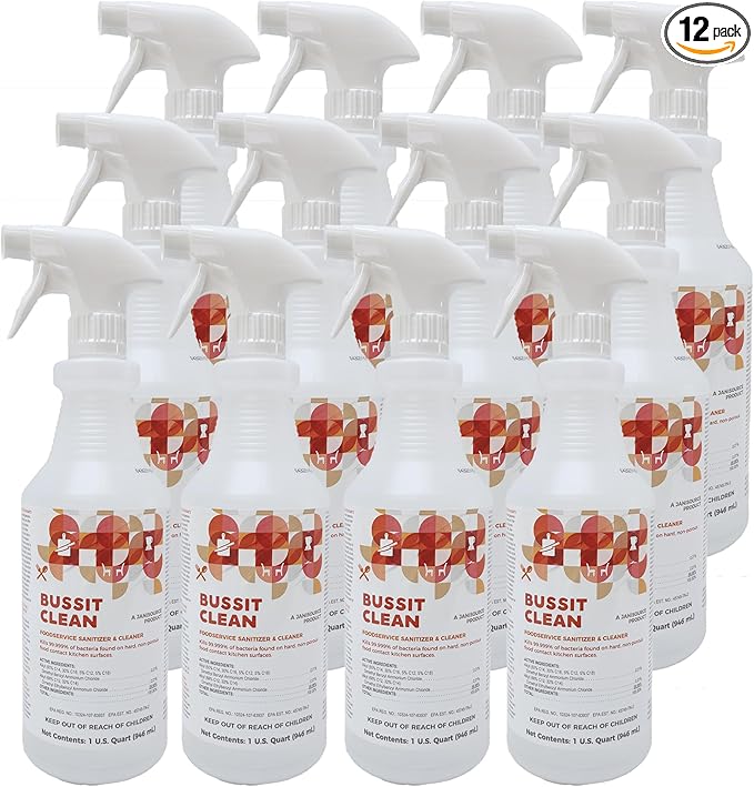 BussitClean Food Surface Sanitizer & Cleaner, 1 Quart, Kills 99.9% of Kitchen by JaniSource