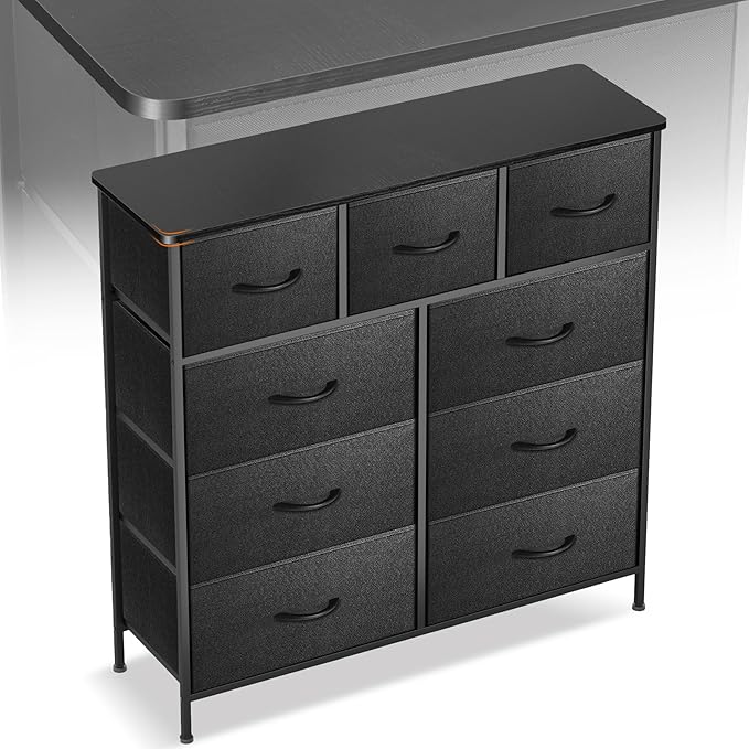 Curved Profile Dresser for Bedroom, Chest of Drawers, 9 Storage Drawers by Sonharlar