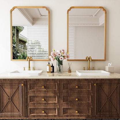 30" x 40" Wood Bathroom Mirror for Over Sink, Rustic Rounded Corner Vanity - Image 2