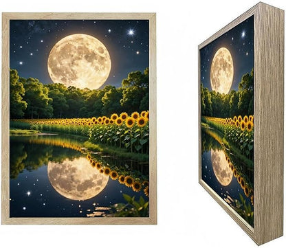 URVIP LED Glowing Photo Frame, 3D Starry-Sky Blue Moon Wall Art, 9x12 Inches by URVIP