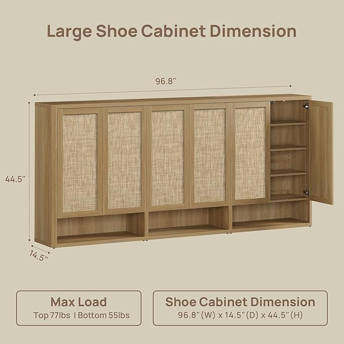 SICOTAS Rattan Shoe Storage Cabinet - Image 2