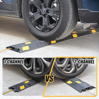 OranLite 6 Pack 2-Channel Rubber Cable Protector Ramp, Visible at Night - Image 9