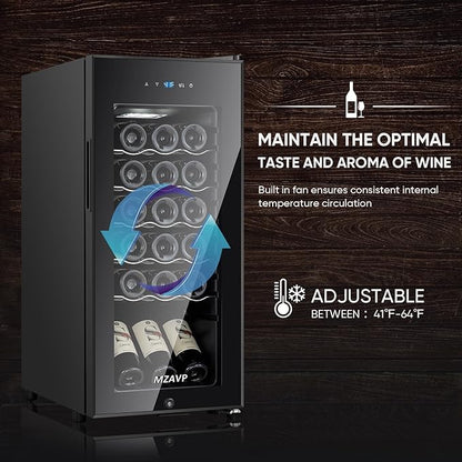 Mini Wine Fridge-Black, 18 Bottles Low Noise Compressor Wine Cooler, - Image 2