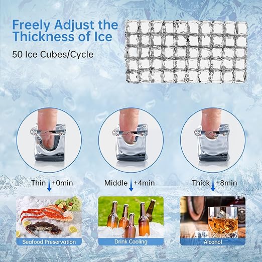 Commercial Ice Maker Machine 150 Lbs/24H, 30 Lbs Ice Bin, Undercounter Ice - Image 3