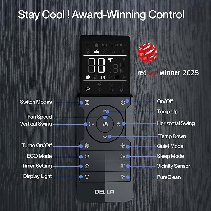 DELLA Motto Series 18000 BTU 19 SEER2 230V Mini Split AC, Cools Up to 1000 Sq.Ft - Image 7