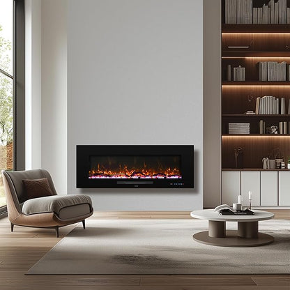 50" Electric Fireplace, Recessed & Wall Mounted Fireplace Heater 13 * 13 Colors - Image 8