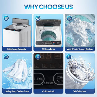 ROVSUN 3.5CuFt Portable Clothes Dryer and 25LBS Full-Automatic Washing Machine - Image 9