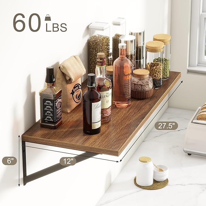 Fun Memories 27.5" W x12 D Floating Shelves, Large Wall Shelves 27.5 Inch Long - Image 3