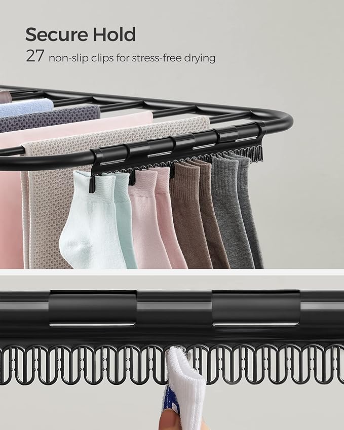 SONGMICS Clothes Drying Rack, Foldable 2-Level Laundry Drying Rack, - Image 4