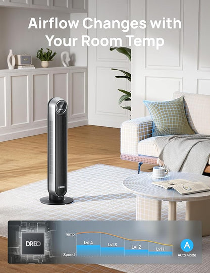 Dreo Tower Fan for Bedroom, 25ft/s Velocity Quiet Floor Fan, 90° Oscillating - Image 4