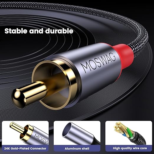 MOSWAG RCA Splitter 1 Female to 2 Male 2 Pack, RCA Y Splitter Audio Video Cable - Image 3