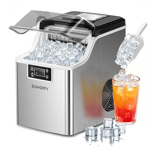EUHOMY Ice Cube Maker Machine Countertop, 2 Ways to Add Water, 45Lbs/Day 24 Pcs by EUHOMY
