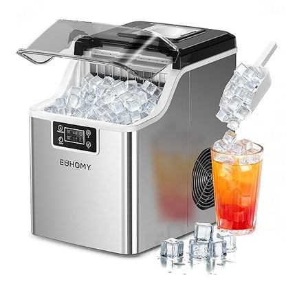 EUHOMY Ice Cube Maker Machine Countertop, 2 Ways to Add Water, 45Lbs/Day 24 Pcs by EUHOMY
