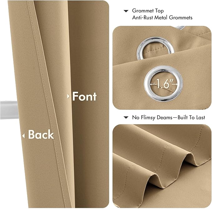MIULEE Taupe Brown Blackout Curtains - Image 4