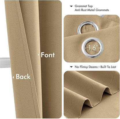 MIULEE Taupe Brown Blackout Curtains - Image 4