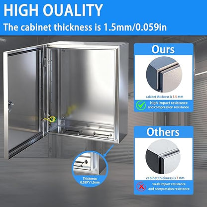 Electrical Enclosure 16x16x8, 304 Stainless Steel Enclosure IP66 Waterproof and - Image 2