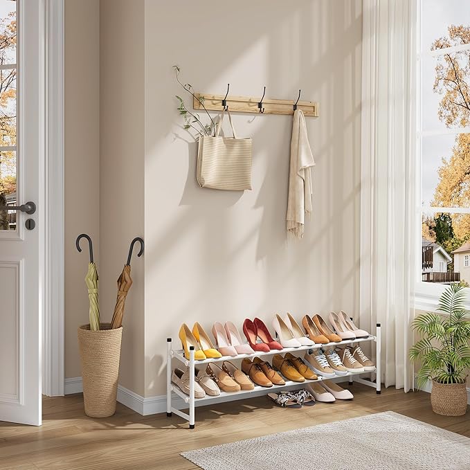 Tajsoon Expandable Shoe Rack for Closet 2 Tier, 28“-41“ Adjustable & Stackable - Image 2