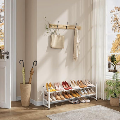 Tajsoon Expandable Shoe Rack for Closet 2 Tier, 28“-41“ Adjustable & Stackable - Image 2