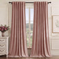 Pink Girls Bedroom Velvet Curtains 90 Inch Length 2 Panels | Romantic Blush Pink Drapes for Salon, Light Dimming Privacy Window Panels, Back Tab & Hook Belt, W52 x L90