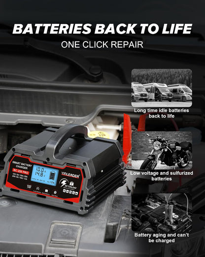 25a car battery charger 12v/24v lead acid & on a desk or shelf