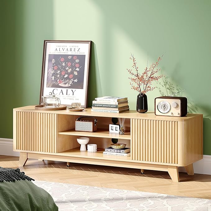 VINGLI 58.6" TV Stand for 70 Inch TV, Mid Century Entertainment Center by VINGLI