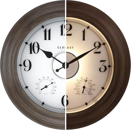 CLXEAST 24 Inch LED Illuminated Outdoor Clocks Waterproof by CLXEAST